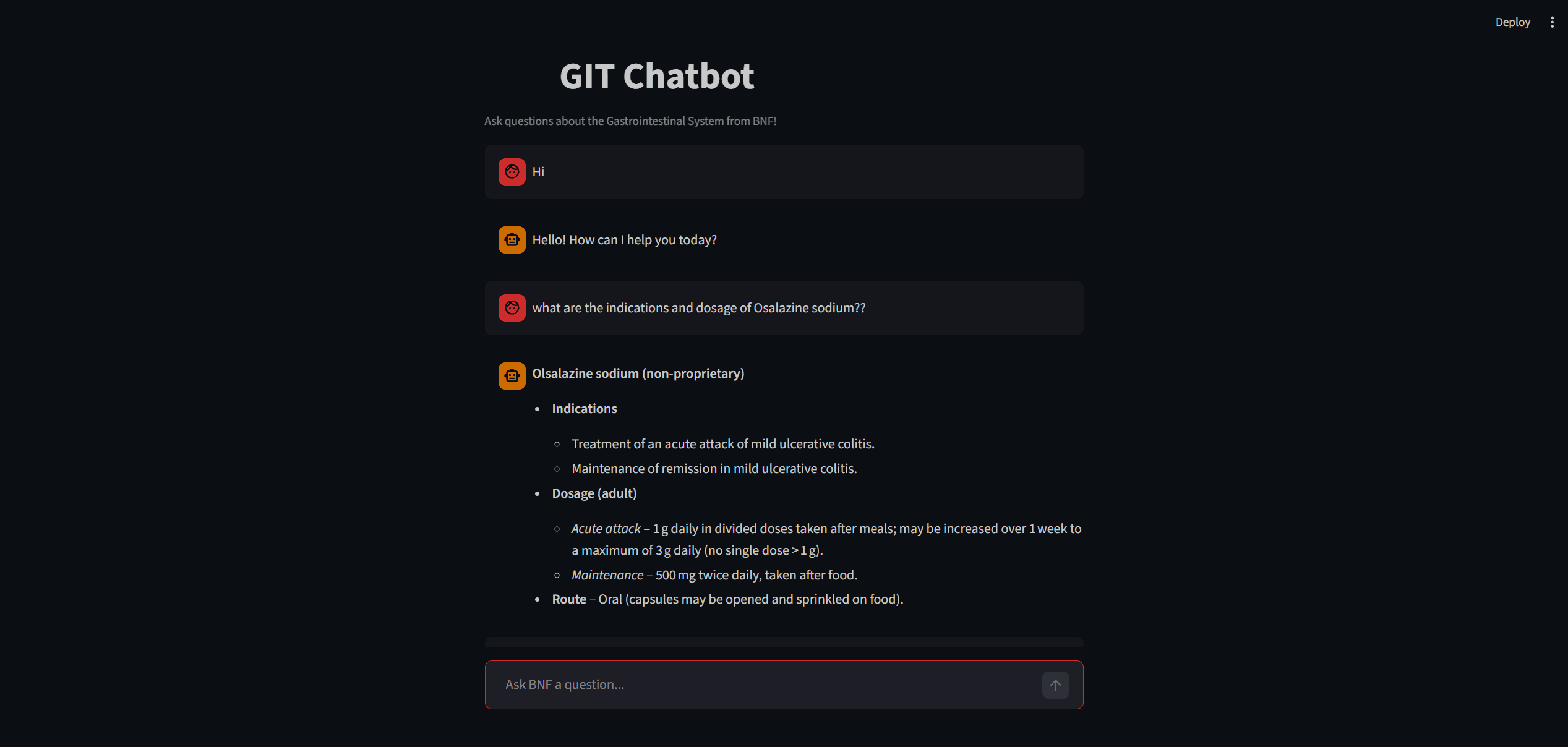 Gastro-Intestinal Chatbot